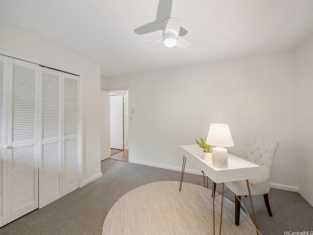 1257 Maleko St, Kailua, HI 96734 - carpeted home office with a ceiling fan and baseboards