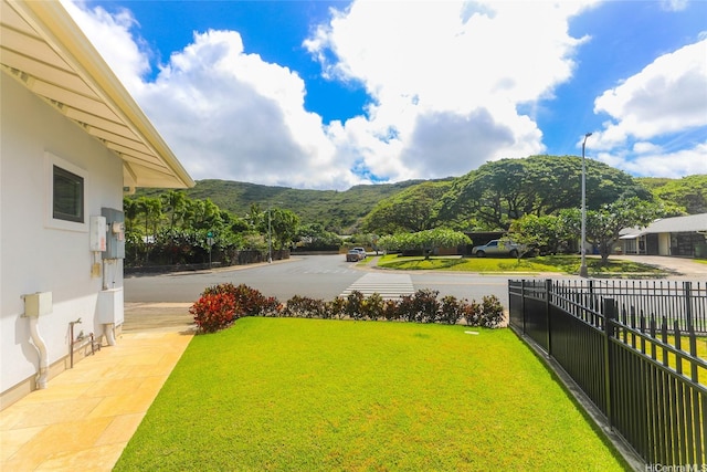 view of yard featuring a mountain view