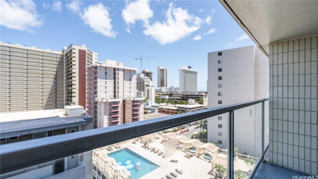 445 Seaside St Unit 1205, Honolulu, HI 96815 - balcony with a city view and view of pool area