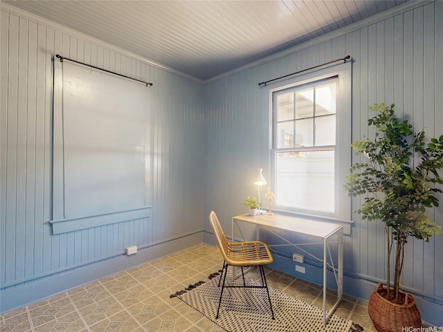 3140 Paliuli St, Honolulu, HI 96816 - office with wooden walls, crown molding, and tile patterned floors