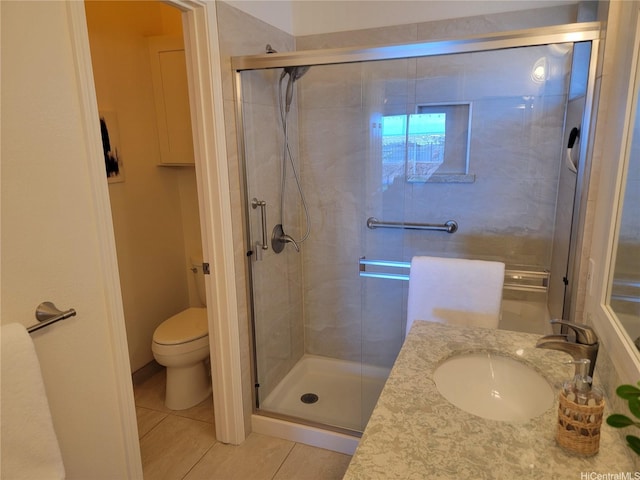 91-1565 Wahane St, Kapolei, HI 96707 - bathroom with toilet, a stall shower, tile patterned floors, and vanity