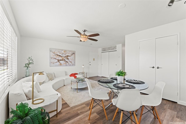 92-1132 Panana St Unit 130, Kapolei, HI 96707 - dining room with wood finished floors and ceiling fan