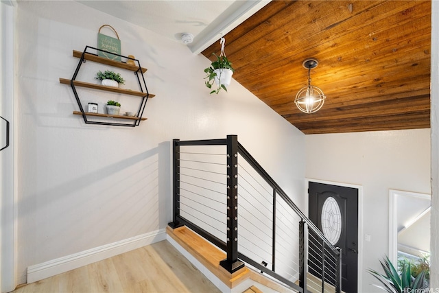 92-1041 Makakilo Dr Unit 82, Kapolei, HI 96707 - entrance foyer featuring baseboards, wood finished floors, wood ceiling, and vaulted ceiling