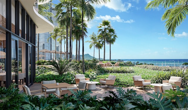 928 Ala Moana Blvd Unit 2711, Honolulu, HI 96814 - view of patio / terrace featuring a water view