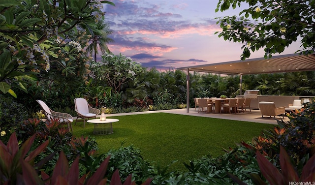928 Ala Moana Blvd Unit 2711, Honolulu, HI 96814 - yard at dusk featuring a patio and a yard