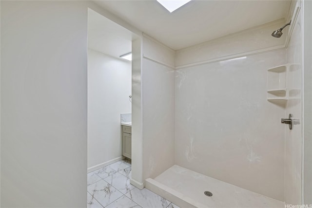 2017 Liliha St, Honolulu, HI 96817 - full bath with marble finish floors, a shower, and vanity