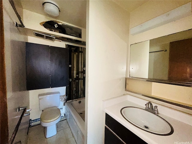 2421 Tusitala St Unit 2201, Honolulu, HI 96815 - bathroom with toilet, vanity, tile patterned floors, and shower / bath combination