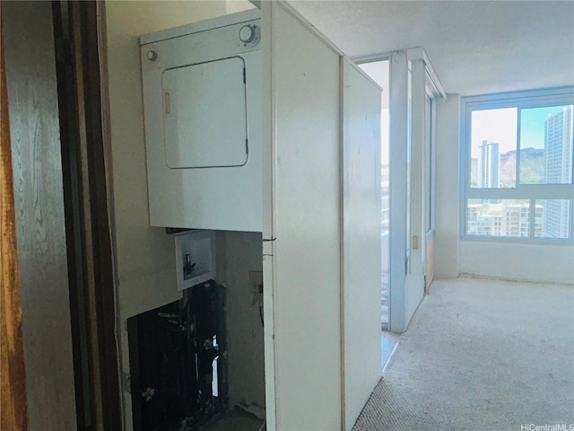 2421 Tusitala St Unit 2201, Honolulu, HI 96815 - laundry room with stacked washer and clothes dryer and carpet floors