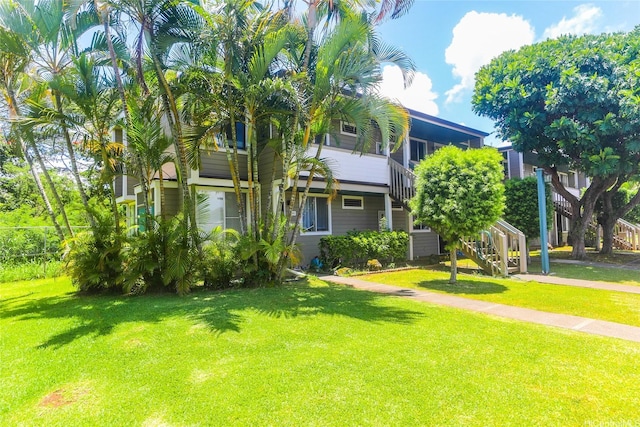 95-662 Hanile St Unit B201, Mililani, HI 96789 - view of front of house with stairway and a front lawn