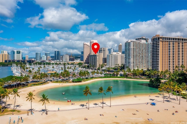1765 Ala Moana Blvd Unit 990, Honolulu, HI 96815 - water view with city skyline and local beach