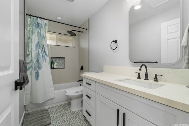 54-100 Kamehameha Hwy, Hauula, HI 96717 - full bath featuring vanity, shower / bath combination with curtain, toilet, and tile patterned floors