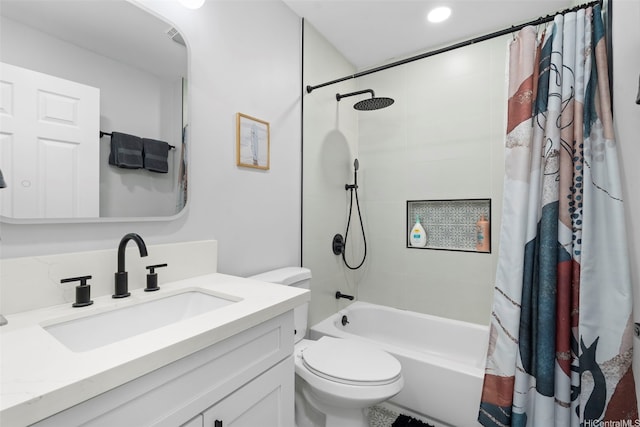54-100 Kamehameha Hwy, Hauula, HI 96717 - bathroom featuring toilet, shower / bath combination with curtain, vanity, and recessed lighting