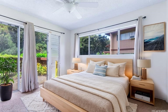 98-597 Kilinoe St Unit 10A1, Aiea, HI 96701 - carpeted bedroom featuring access to outside, multiple windows, and ceiling fan