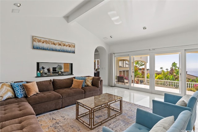 671 Kahiau Loop, Honolulu, HI 96821 - tiled living area with arched walkways and plenty of natural light