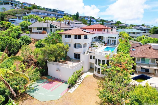671 Kahiau Loop, Honolulu, HI 96821 - aerial perspective of suburban area with a pool