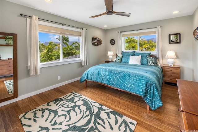 440 Akoakoa Pl, Kailua, HI 96734 - bedroom featuring wood finished floors, baseboards, recessed lighting, and a ceiling fan