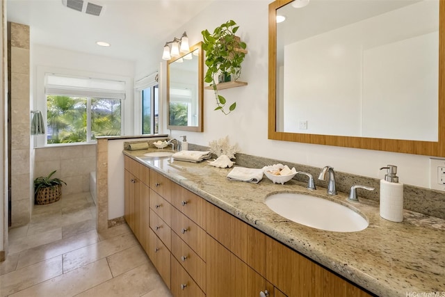 440 Akoakoa Pl, Kailua, HI 96734 - full bath featuring double vanity, tile patterned flooring, and recessed lighting