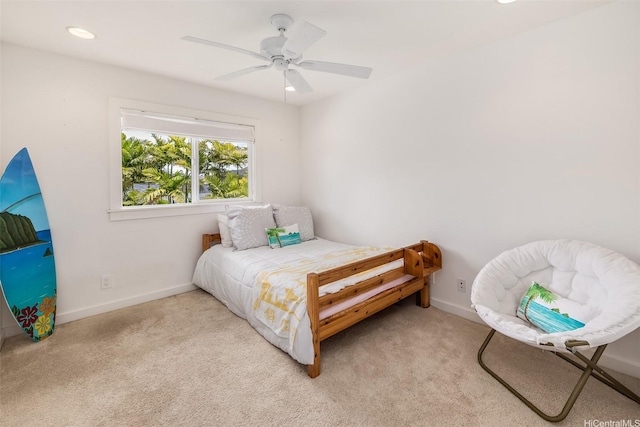 440 Akoakoa Pl, Kailua, HI 96734 - carpeted bedroom featuring baseboards, recessed lighting, and a ceiling fan