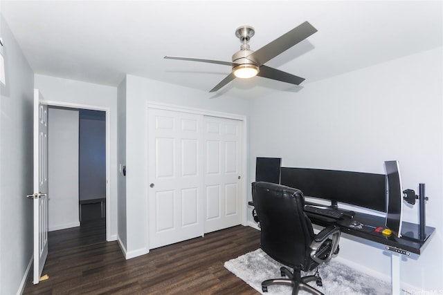 91-1031C Opuku St, Kapolei, HI 96707 - home office with wood finished floors, a ceiling fan, and baseboards