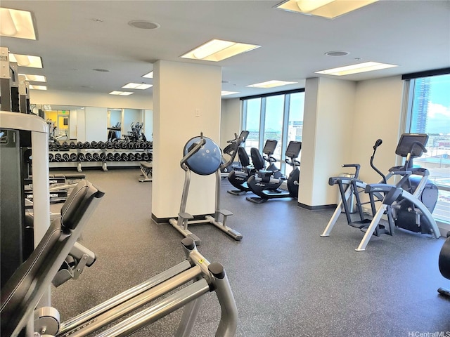 988 Halekauwila St Unit 1801, Honolulu, HI 96814 - exercise room featuring floor to ceiling windows