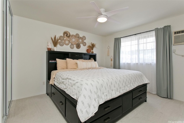 91-1175 Kaiau Ave Unit 903, Kapolei, HI 96707 - bedroom with light carpet, a wall mounted air conditioner, and ceiling fan