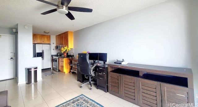 3161 Ala Ilima St Unit 2112, Honolulu, HI 96818 - office area featuring ceiling fan, a textured ceiling, and light tile patterned floors
