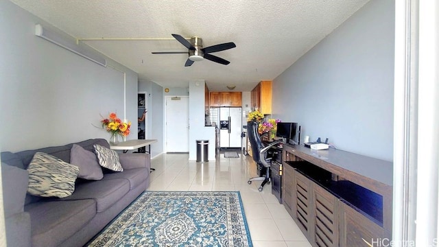 3161 Ala Ilima St Unit 2112, Honolulu, HI 96818 - office area featuring a ceiling fan, light tile patterned flooring, and a textured ceiling
