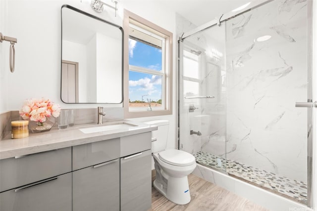1528 Hooli Cir, Pearl City, HI 96782 - bathroom featuring a marble finish shower, vanity, toilet, and wood finished floors