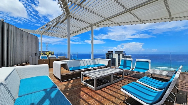 1001 Queen St Unit 2605, Honolulu, HI 96814 - deck with a pergola and a water view