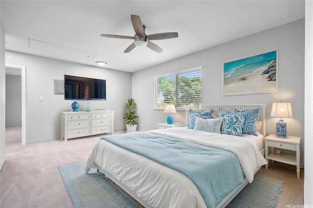 91-1032 Kamaehu St, Ewa Beach, HI 96706 - bedroom with attic access, carpet flooring, and a ceiling fan