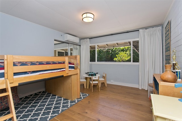 759 Elepaio St, Honolulu, HI 96816 - bedroom featuring wood-type flooring and an AC wall unit