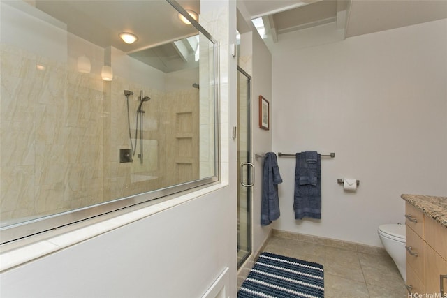 759 Elepaio St, Honolulu, HI 96816 - full bath featuring a stall shower, vanity, tile patterned flooring, and toilet