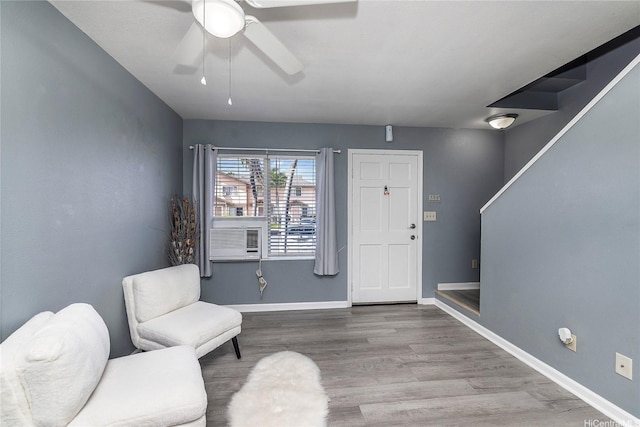 91-1167 Kamaaha Loop Unit 19F, Kapolei, HI 96707 - entryway with a ceiling fan, wood finished floors, and baseboards