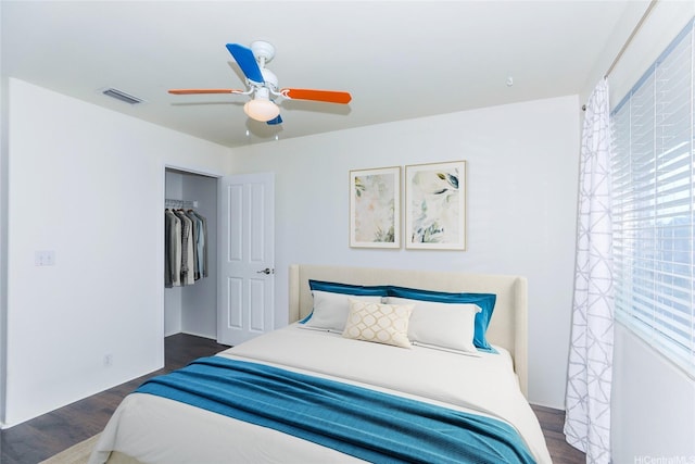 91-1200 Keaunui Dr Unit 400, Ewa Beach, HI 96706 - bedroom with wood finished floors, a ceiling fan, and a closet