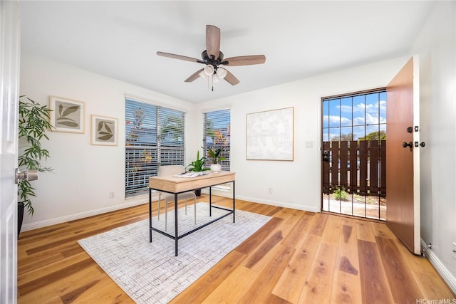 94-391 Kaholo St Unit 88, Mililani, HI 96789 - office area with light wood-style floors and a ceiling fan