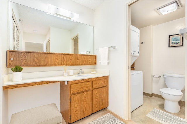 98-402 Koauka Loop Unit 1503, Aiea, HI 96701 - bathroom with stacked washing machine and dryer, toilet, and vanity