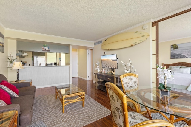 84-740 Kili Dr Unit G1626, Waianae, HI 96792 - living room with crown molding, a textured ceiling, and wood finished floors
