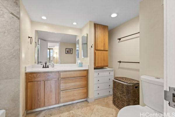 84-740 Kili Dr Unit G1626, Waianae, HI 96792 - bathroom featuring toilet, vanity, recessed lighting, and tile patterned floors