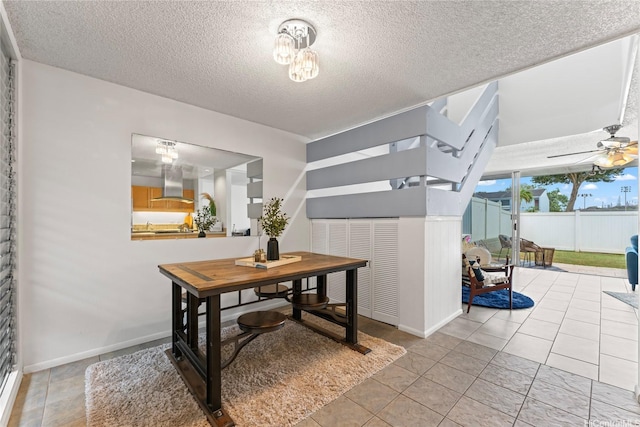 95-112 Kipapa Dr Unit 418, Mililani, HI 96789 - dining room with a textured ceiling and ceiling fan