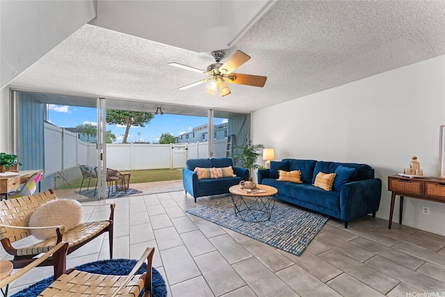 95-112 Kipapa Dr Unit 418, Mililani, HI 96789 - living area with a ceiling fan and a textured ceiling