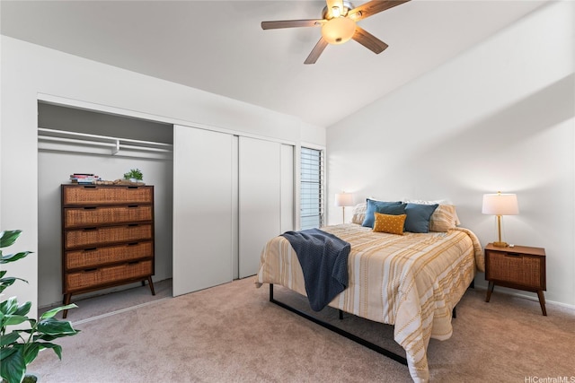 95-112 Kipapa Dr Unit 418, Mililani, HI 96789 - carpeted bedroom with vaulted ceiling, a ceiling fan, and a closet