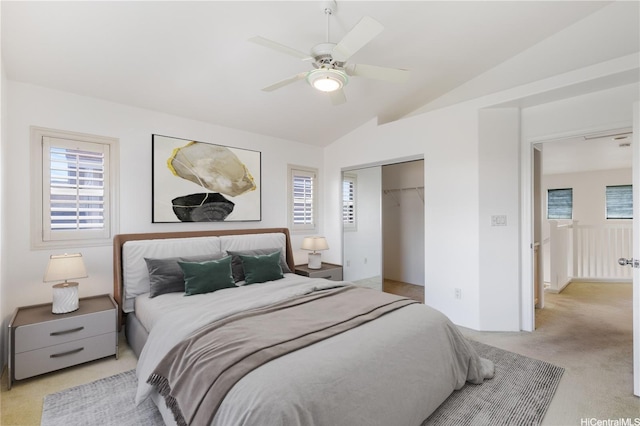 91-1022 Kaikauhaa St, Ewa Beach, HI 96706 - bedroom with light carpet, lofted ceiling, a closet, and ceiling fan