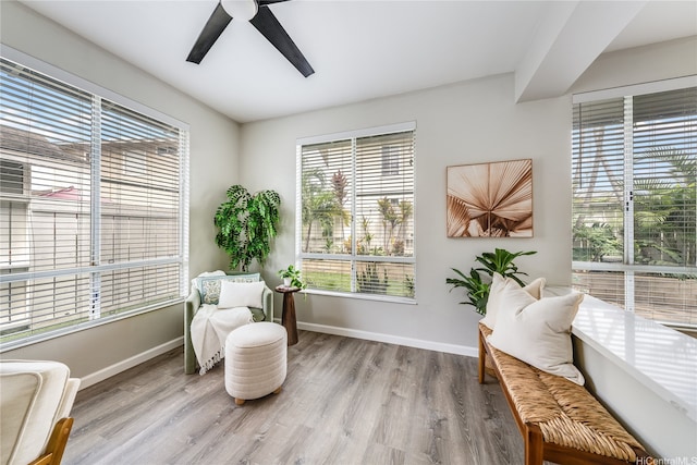 91-208 Kekepania Pl Unit B, Kapolei, HI 96707 - living area with ceiling fan, wood finished floors, and baseboards