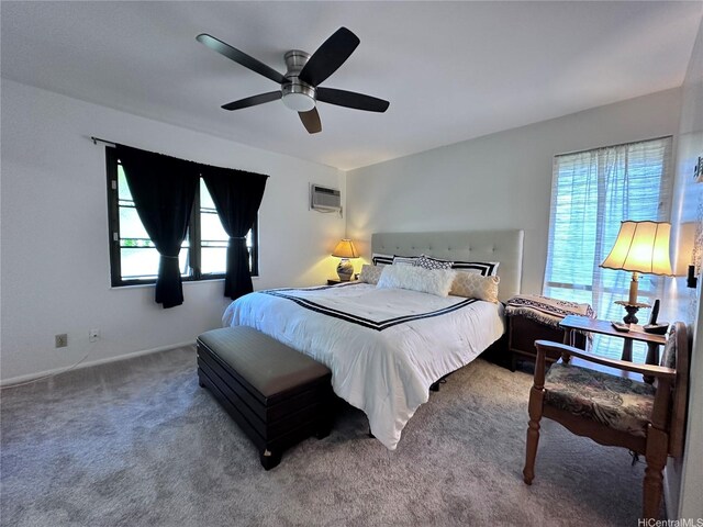 94-070 Akualele Pl, Mililani, HI 96789 - bedroom with multiple windows, a wall mounted air conditioner, and carpet floors