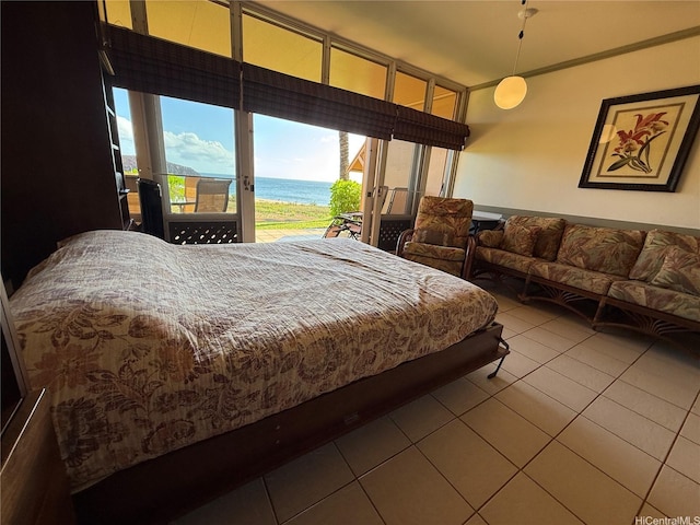 255 Kepuhi Pl Unit 4A02-1242, Maunaloa, HI 96770 - bedroom with access to exterior, tile patterned floors, and a water view