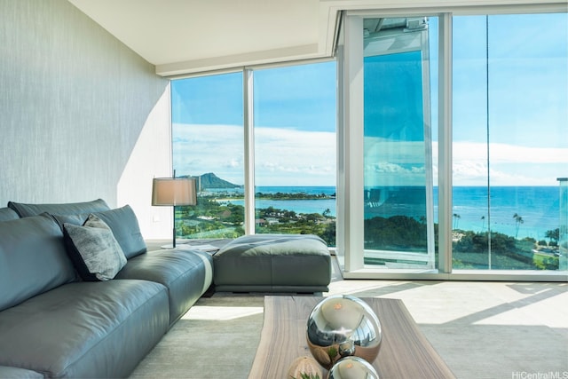 1118 Ala Moana Blvd Unit 1000, Honolulu, HI 96814 - living room with a wall of windows and a water view