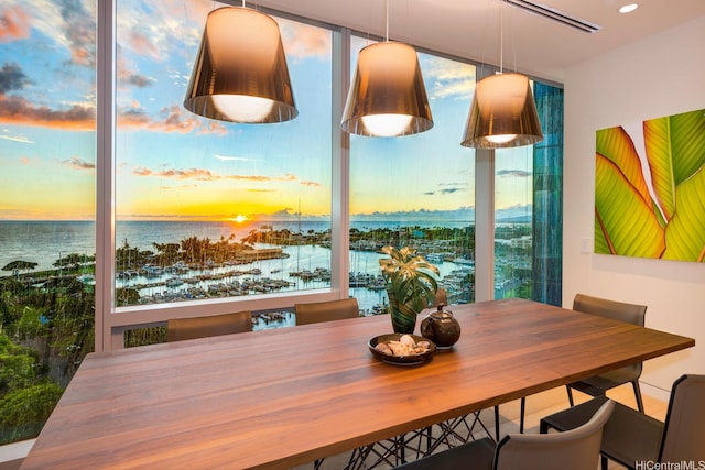 1118 Ala Moana Blvd Unit 1000, Honolulu, HI 96814 - dining space with expansive windows and a water view