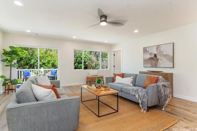 1504 Ainakoa Ave, Honolulu, HI 96821 - living area with healthy amount of natural light, light wood-style floors, ceiling fan, baseboards, and recessed lighting