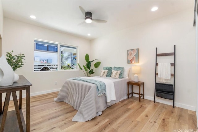 1504 Ainakoa Ave, Honolulu, HI 96821 - bedroom with wood finished floors, baseboards, recessed lighting, and a ceiling fan