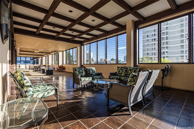1630 Liholiho St Unit 1203, Honolulu, HI 96822 - lobby with beam ceiling, coffered ceiling, and recessed lighting